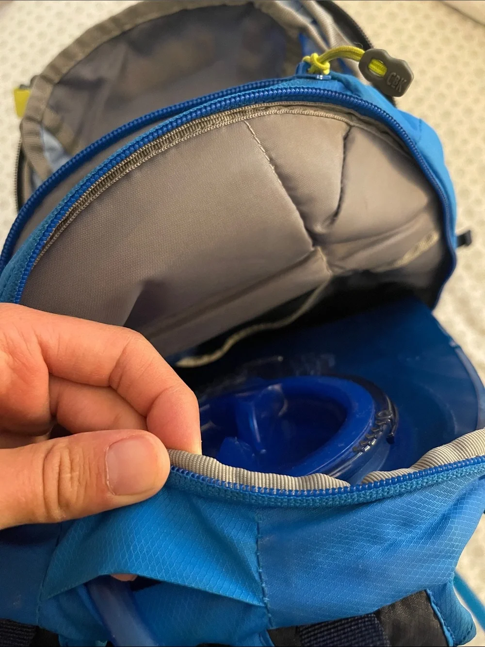 CamelBak Blue Hydration Pack with Neon Yellow Accents